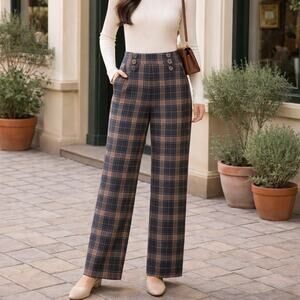 The Korner SZ 2 Bailey Plaid Pants Pockets Side Zip NWT $120